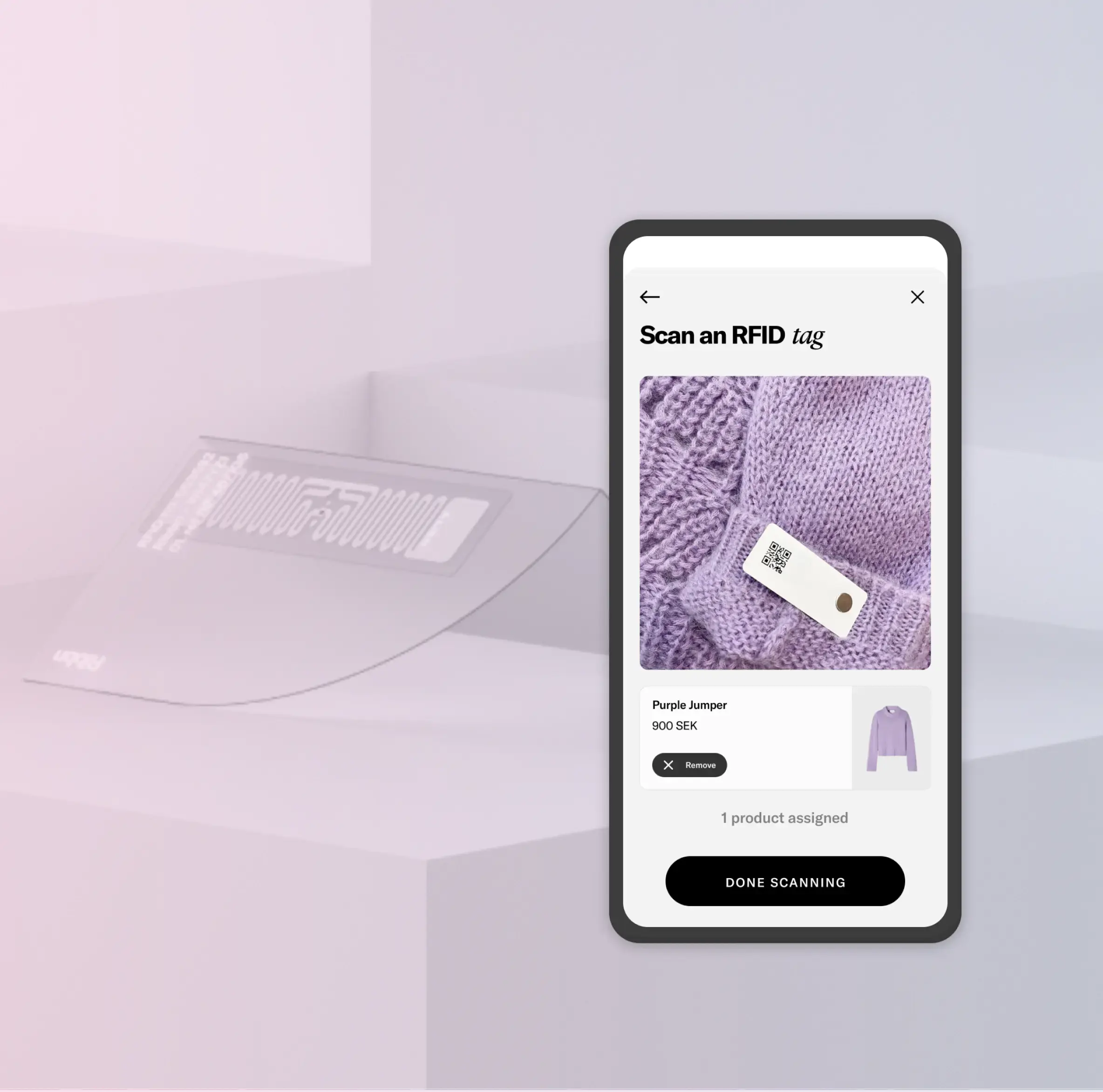 Mockup of Ribbn RFID tag scanner